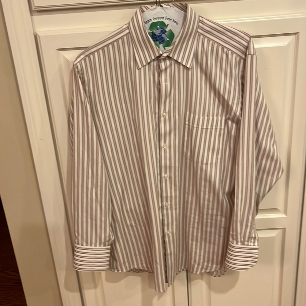 Ben Sherman brown and white striped dress shirt